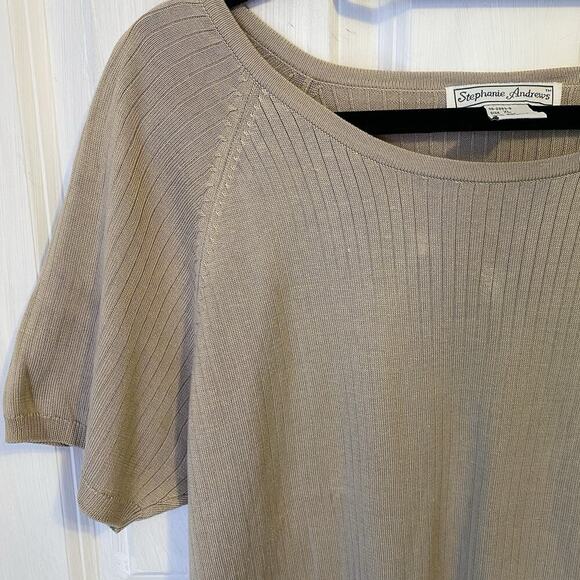 Vintage Stephanie Andrews Silk Luxury Women XL Short Sleeve Knit Top Shirt Green - Picture 5 of 7